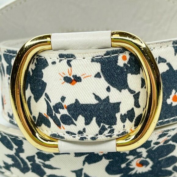White and Floral Reversible Belt Size XS - Picture 6 of 8